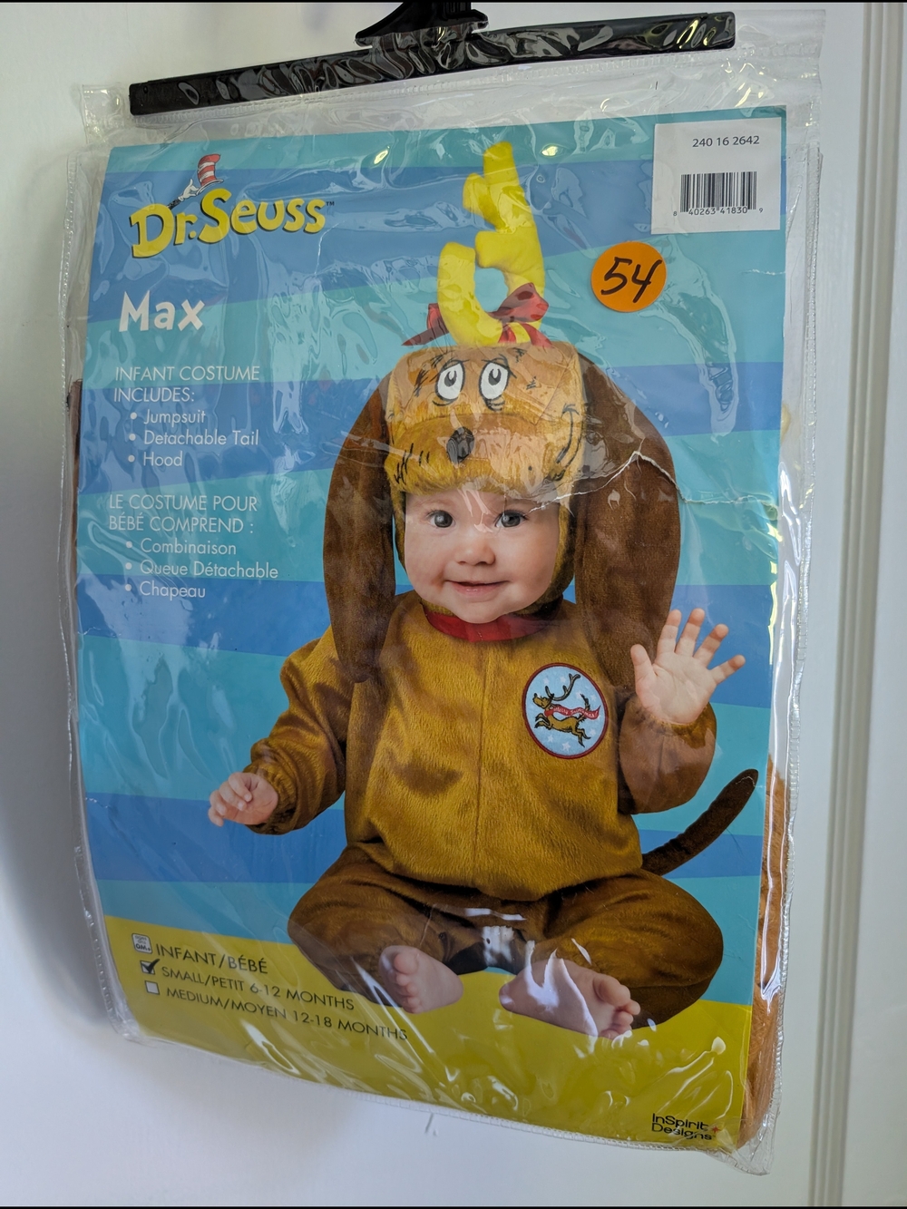 Dr. Seuss Max Infant Dog Costume - Brown and Yellow